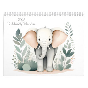 Boho Woodland Animal 2026 Calendário 12 Meses