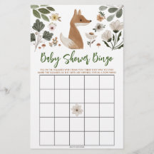 Boho Woodland Fox Chá de panela Bingo
