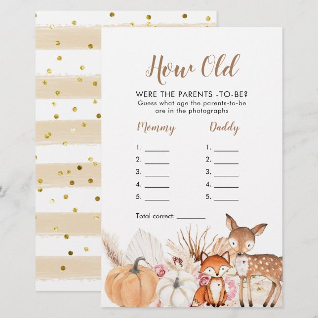 Boho Woodland Pumpkin Quantos Anos Tinham Os Pais (Frente/Verso)