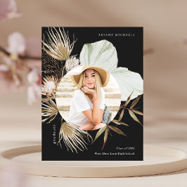 Boho Wreath One Photo Festa de formatura Convite