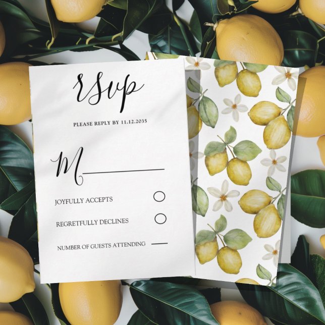 Boho Yellow Lemons Wedding RSVP (Criador carregado)