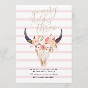 Boho Young Wild e Três Convites de Aniversário