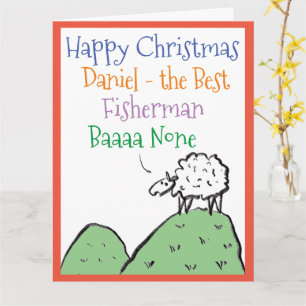 Boi Design Feliz Natal para um Cartão de Pescador