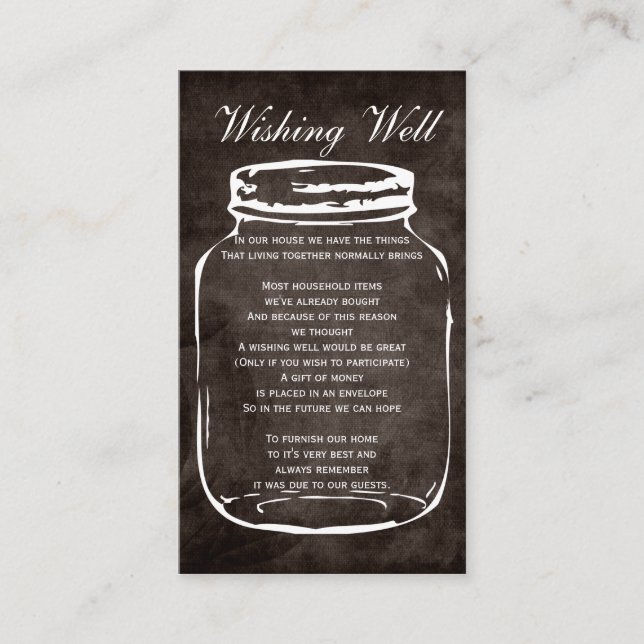 boião rústico castanho que desejava cartões (Frente)