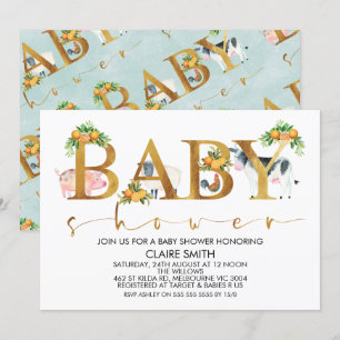 Bois Farm Animal Convite para Chá de fraldas