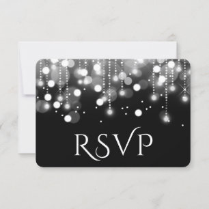 Bokeh Lights Black and White RSVP