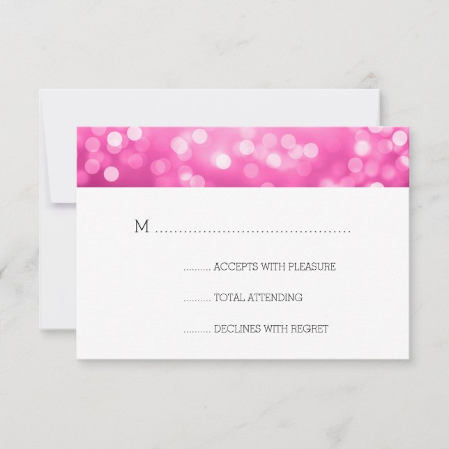 Bokeh Rosa Luz Elegante RSVP de Casamento (Frente)