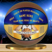 Bola de Basquete Personalizada Dourada e Azul