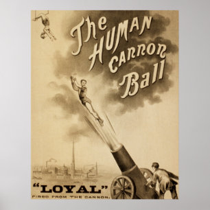 Bola de Canhão Humano, Poster de Circo Vintage