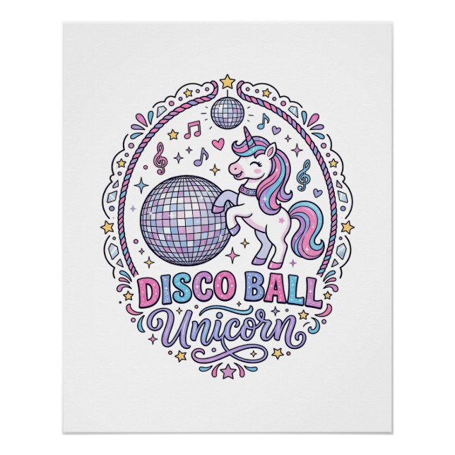 Bola de Discoteca Unicórnio Unicórnio Impressão Di (Frente)