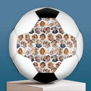 Bola De Futebol 12 Colagem de Fotos - padrão funky hexagon honeyco