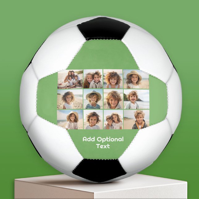 Bola De Futebol 12 Colagem de Grade de Fotos - Verde Sage - Tipo d (Custom Soccer Ball)