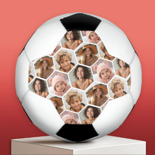 Bola De Futebol 4 Colagem de Fotos - padrão hexagonal favo de mel 