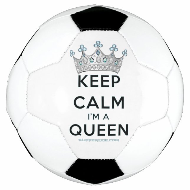 Bola De Futebol A coroa rainha keep calm de SlipperyJoe's prateada (Frente)
