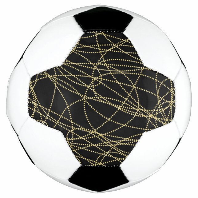 Bola De Futebol Abstrato Glitzy Dourado preto (Frente)