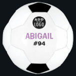 Bola De Futebol Adicionar Um Logotipo Personalizado Para Crianças<br><div class="desc">Seu jogador de futebol favorito vai adorar esta bola de futebol personalizada. Personalizar com o nome e o número dos jogadores. Esta bola de futebol personalizada fará um presente de excelente para o natal,  aniversários ou qualquer outra ocasião especial.</div>