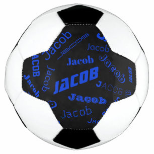 Bola De Futebol Adicione qualquer nome ou palavra Azul e Preto