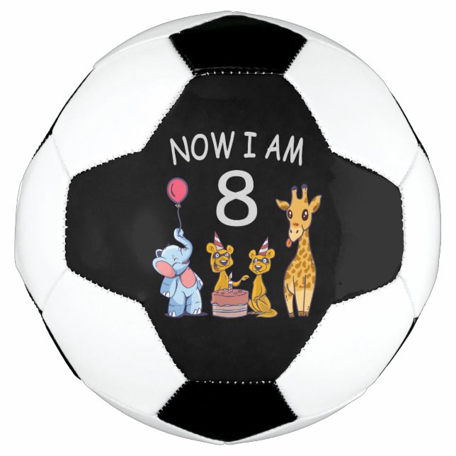 Bola De Futebol Agora tenho 8 anos e oitavo aniversário no Zoo (Frente)
