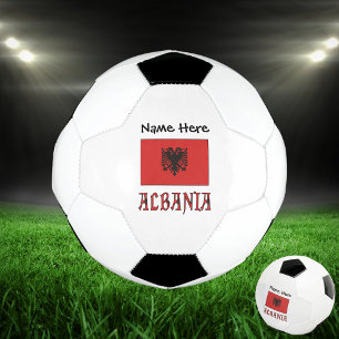 Bola De Futebol Albânia e Bandeira Albanesa com o Seu Nome