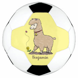Bola De Futebol Alpaca feliz e giro com cartoon de borboleta