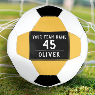 Bola de Futebol Amarela Preta com Nome do Time Núm