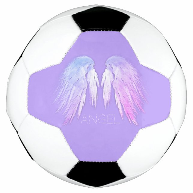 Bola De Futebol ANGEL WINGS Fairy Purple Custom Name (Frente)