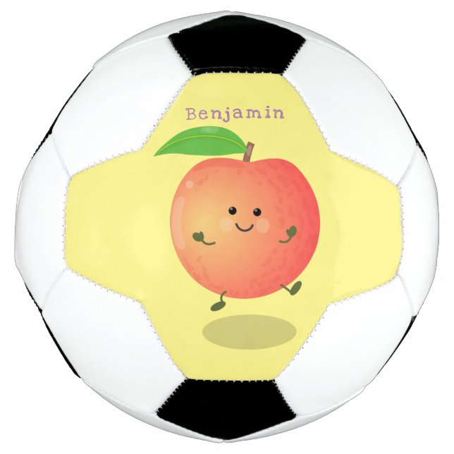 Bola De Futebol Animação de cor amarela de pêssego feliz (Frente)