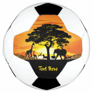 Bola De Futebol Animais Selvagens no Sunset da savana africana