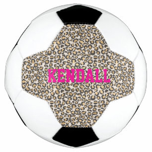 Bola De Futebol Animal Print Leopard NAME Pink Wild Chic Diversão