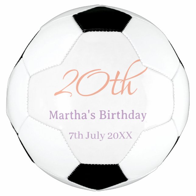 Bola De Futebol aniversário de 20 anos verde roxo nome simples mod (Frente)