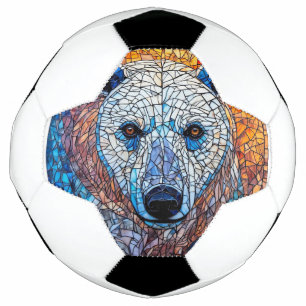 Bola De Futebol Arte de Vidro Manchado de Urso Polar Majestoso