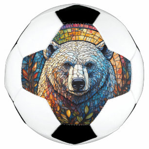 Bola De Futebol Arte de Vidro Manchado de Urso Polar Majestoso