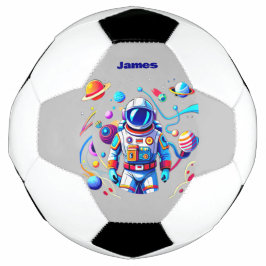 Bola De Futebol Astronauta Colorida e Univers em Cores Negros