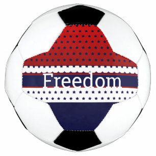 Bola De Futebol Azul e Branco Vermelho Patriótico com Estrelas