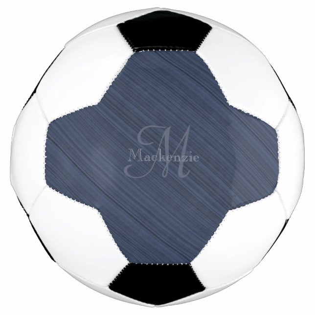 Bola De Futebol Azul Escuro - Faixa Diagonal - Nome do Monograma P (Frente)