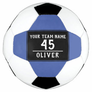 Bola de Futebol Azul Preta com Nome da Equipe Núme