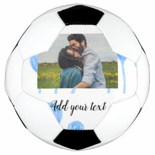 Bola De Futebol Balões azuis simples de aquarela adicionam texto à