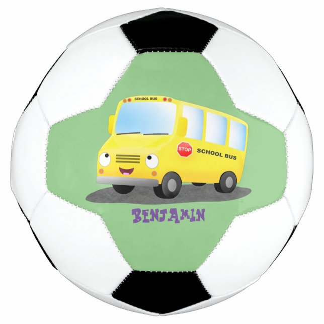 Bola De Futebol Banda branca e feliz de ônibus escolar amarelo (Frente)