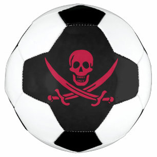 Bola De Futebol Bandeira pirata da Caveira Vermelha e Espadas de C