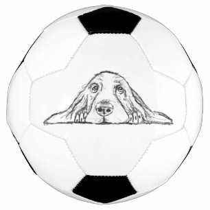 Bola De Futebol basset hound preto branco simples olhos de cachorr