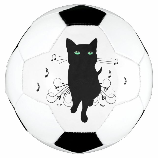 Bola De Futebol Black Cat Surrounded by Whispering Notes of Music (Frente)