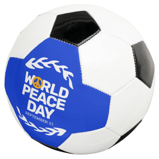 Bola De Futebol Blue Orange World Peace Day Sign (Três quartos)
