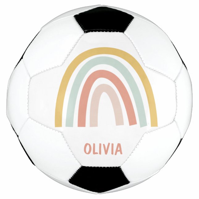 Bola De Futebol Boho Pastel Rainbow Personalizado (Frente)