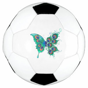 Bola De Futebol Borboleta com Penas de Pavão Verde