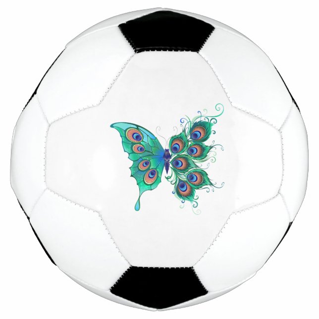Bola De Futebol Borboleta com Penas de Pavão Verde (Frente)