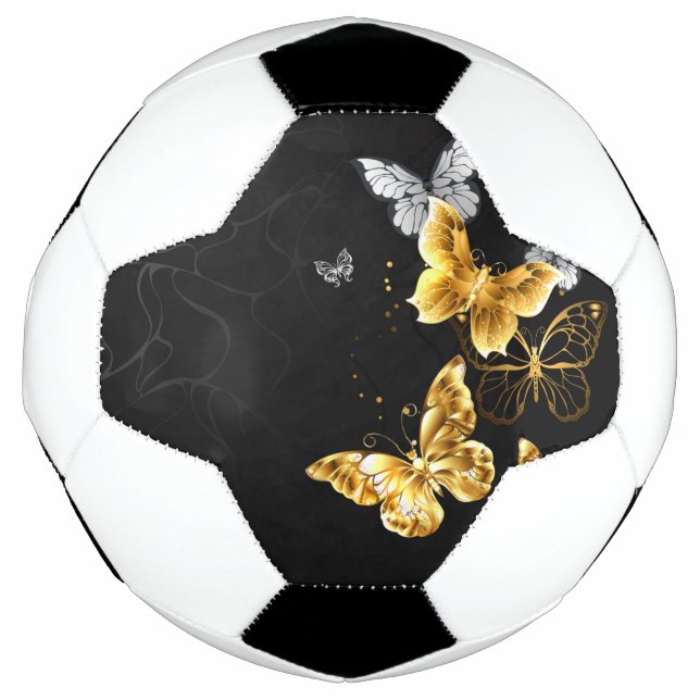 Bola De Futebol Borboletas Douradas e brancas (Frente)