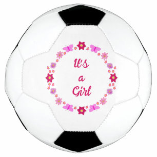 Bola De Futebol Borboletas e flores de bebê cor-de-rosa personaliz