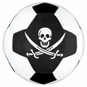 Bola De Futebol Branca, Bandeira Pirata Calico Jack, Caveira e Cut