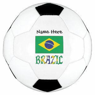 Bola De Futebol Brasil e Bandeira Brasileira com Seu Nome Futebol
