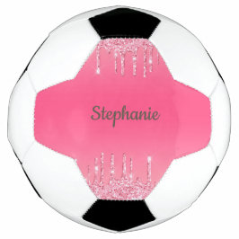 Bola De Futebol Brilho Cor-de-Rosa Personalizado Glamouroso da Mod